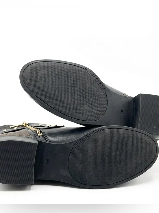 Michael Kors Kincaid Black Leather Studded Moto Boots Women’s Size 9M - Picture 12 of 13